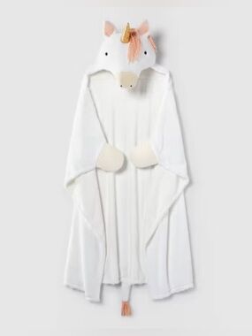 Pillowfort Plush Unicorn Hooded Throw - White, Pink, Gold Accents